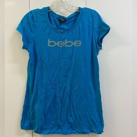 Excellent Condition Bebe Studded Short Sleeve Crew Neck Shirt - Picture 1 of 2